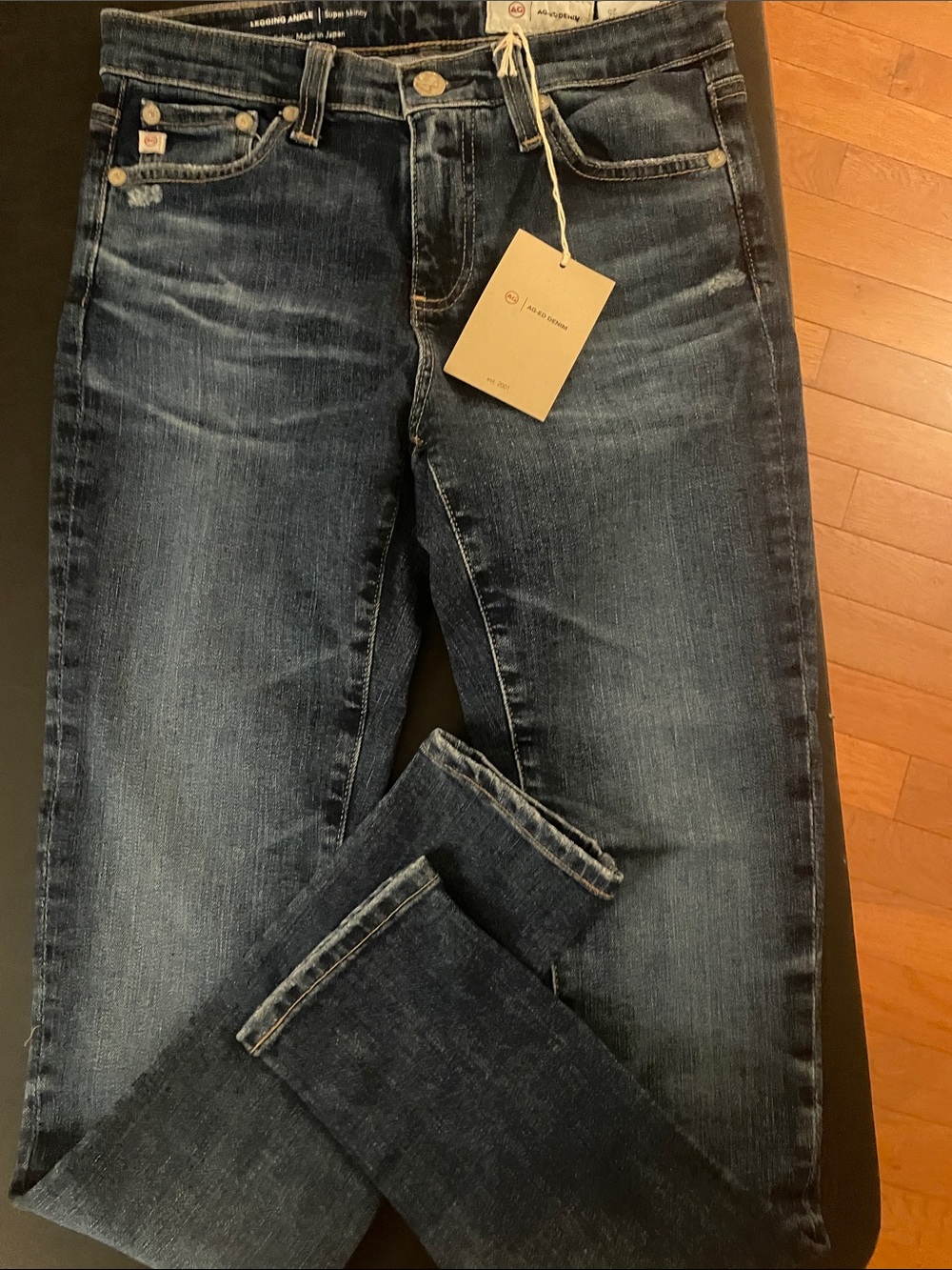Ag Adriano Goldschmied Indigo Denim Jeans with Tan Hang Tag